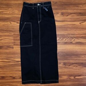 NWT Zara Black Denim Maxi Skirt
